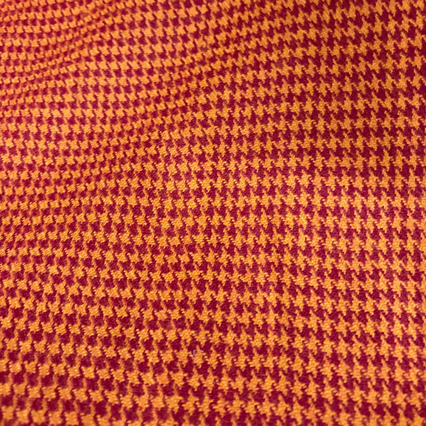 Pure Merino Wool Houndstooth Fabric - Mustard & Maroon
