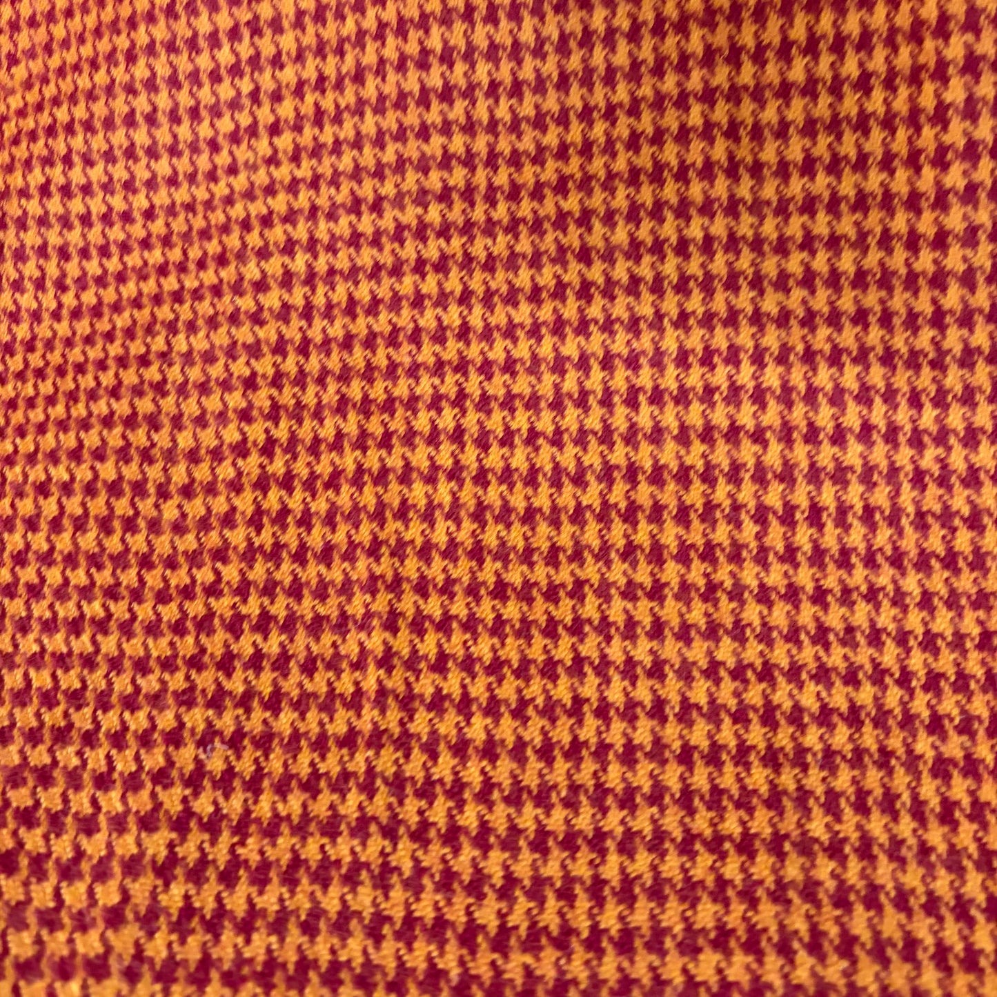 Pure Merino Wool Houndstooth Fabric - Mustard & Maroon