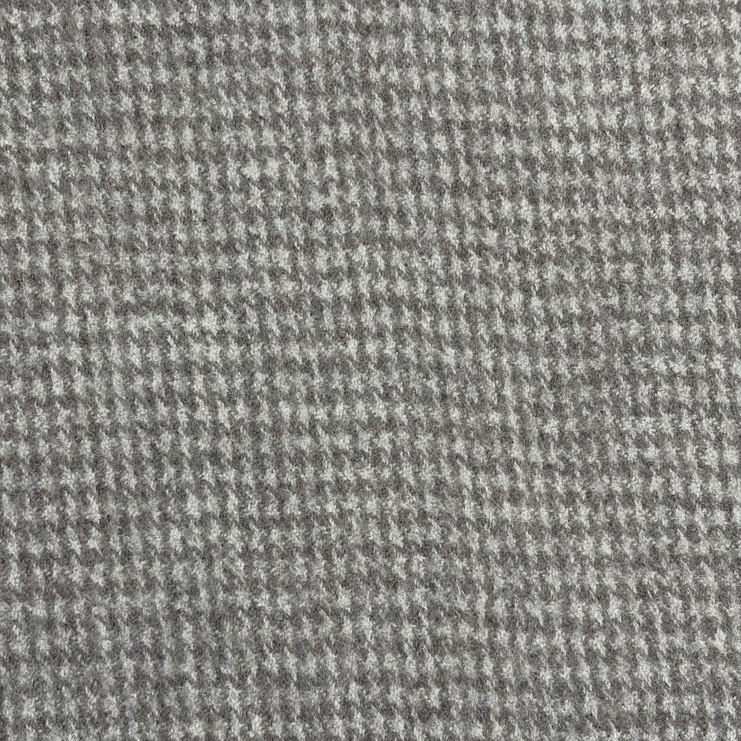 Felted Merino Wool Houndstooth Fabric - Grey & Cream