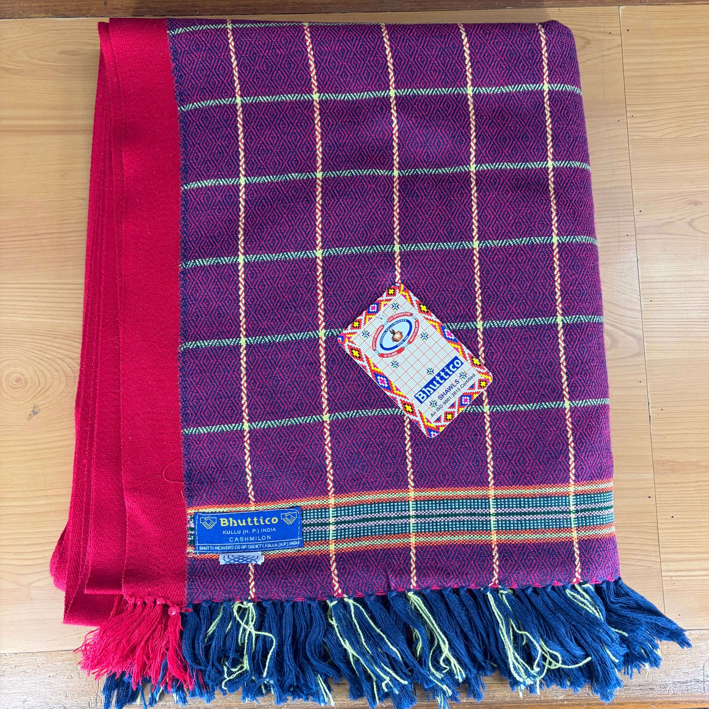 Traditional Kullu Pattu Checks Blue + Purple – Cashmilon