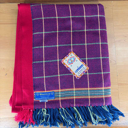 Traditional Kullu Pattu Checks Blue + Purple – Cashmilon