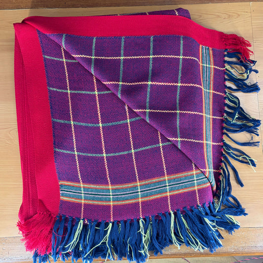 Traditional Kullu Pattu Checks Blue + Purple – Cashmilon