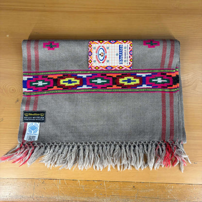 Hand Woven Pure Merino Wool Muffler- Dark Grey