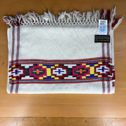Hand Woven Pure Merino Wool Muffler- White