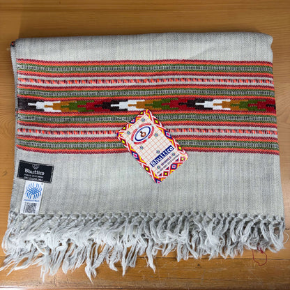 Hand Woven Nylon + Wool Kullu Stole- Grey