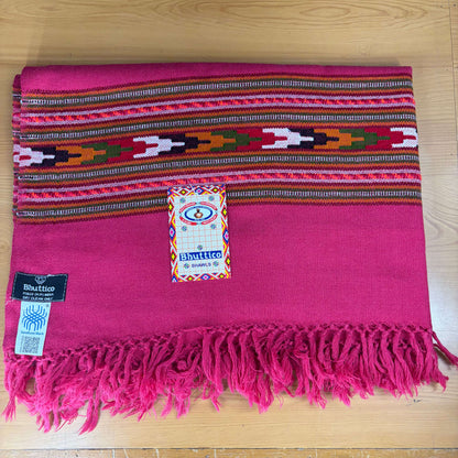 Hand Woven Pure Wool Heritage Stole Magenta