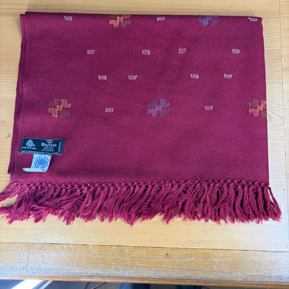 Hand Woven Pure Merino Wool Kullu Stole Maroon (16)