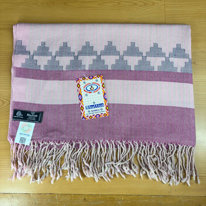 Hand Woven Pure Merino Wool Kullu Stole- Rose Pink