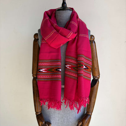 Hand Woven Pure Wool Heritage Stole Magenta