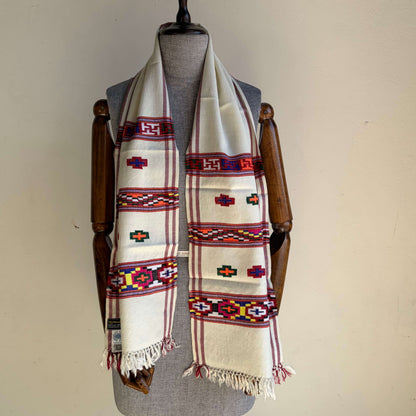 Hand Woven Pure Merino Wool Muffler- White