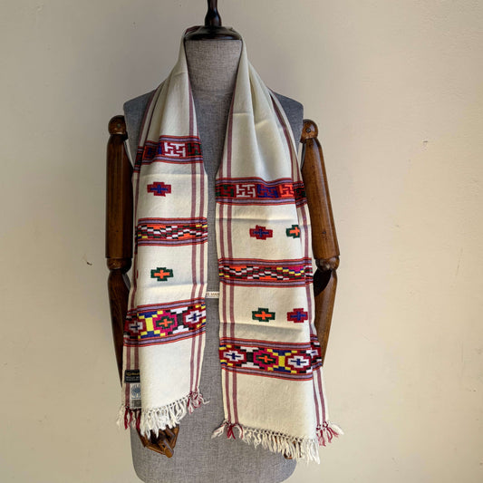 Hand Woven Pure Merino Wool Muffler- White