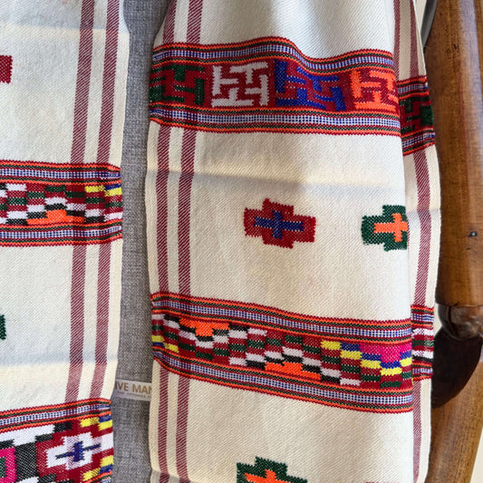 Hand Woven Pure Merino Wool Muffler- White