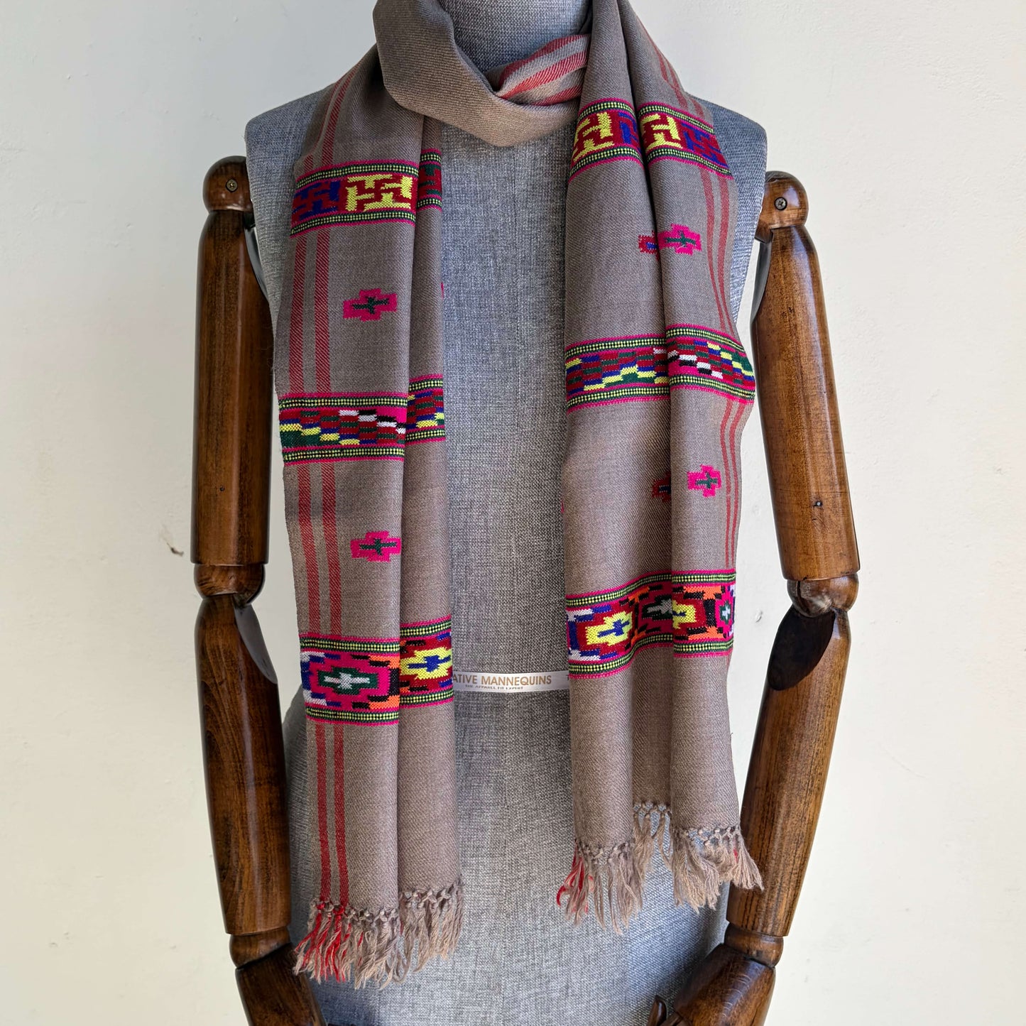 Hand Woven Pure Merino Wool Muffler- Dark Grey