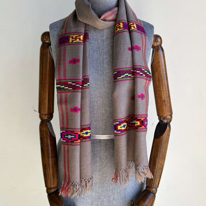 Hand Woven Pure Merino Wool Muffler- Dark Grey