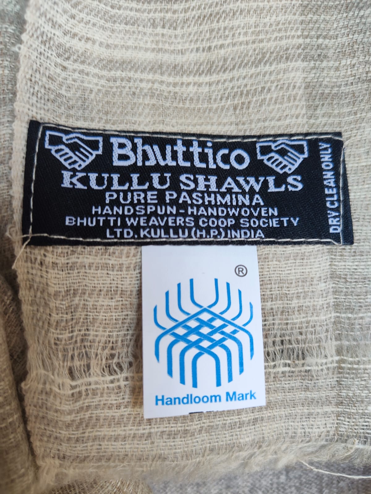 Handwoven Pure Pashmina Wool Sandstone Whisper Handwoven Stole White + Grey
