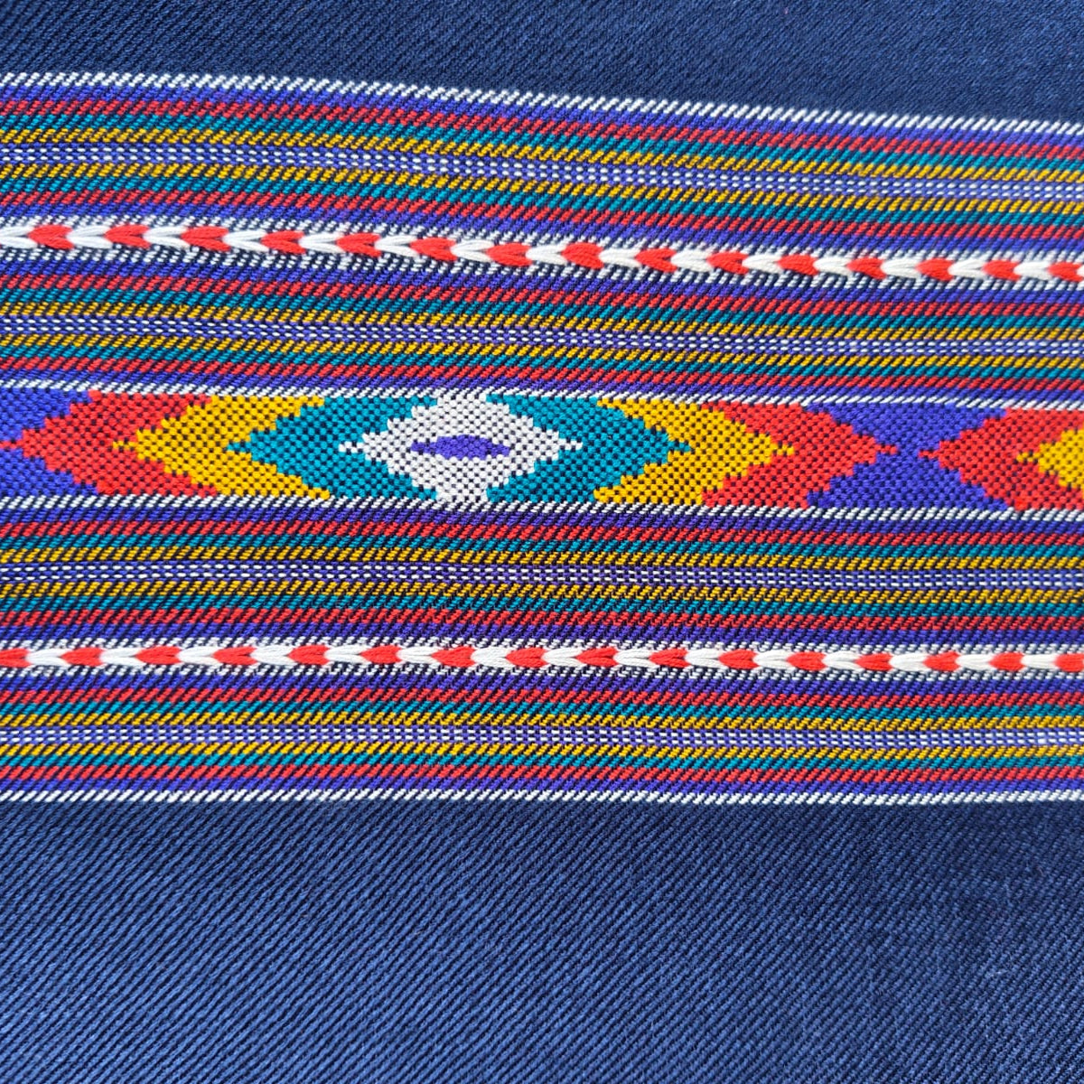 Handwoven polywool Kullu stole, navy blue - folded view