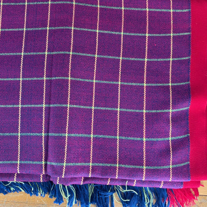 Traditional Kullu Pattu Checks Blue + Purple – Cashmilon
