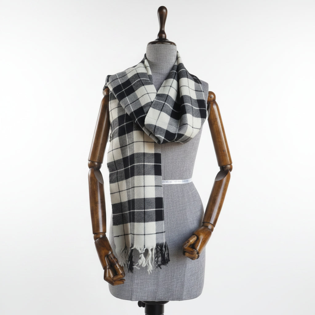 Hand Woven Pure Merino Wool Muffler (Black+White)