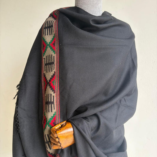 Handloom Pure Merino Wool Shawl (Black)