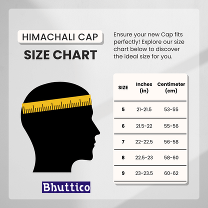 Blue Himachali Cap - Bushehri style - Bhuttico Shawls