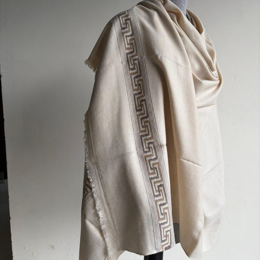 Women Pure Pashmina Wool Shawl- Beige