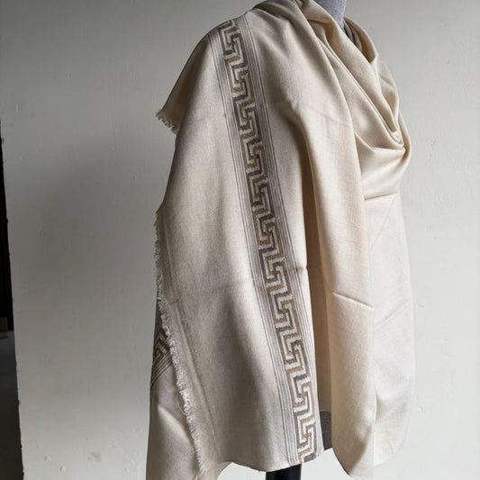 Women Pure Pashmina Wool Shawl- Beige