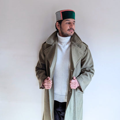 Green Himachali Cap - Bushehri Style - Bhuttico Shawls