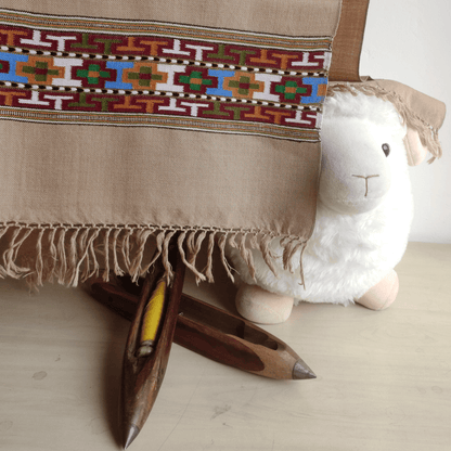 Hand Woven Merino Wool Kullu Stole - Beige3 - Bhuttico Shawls