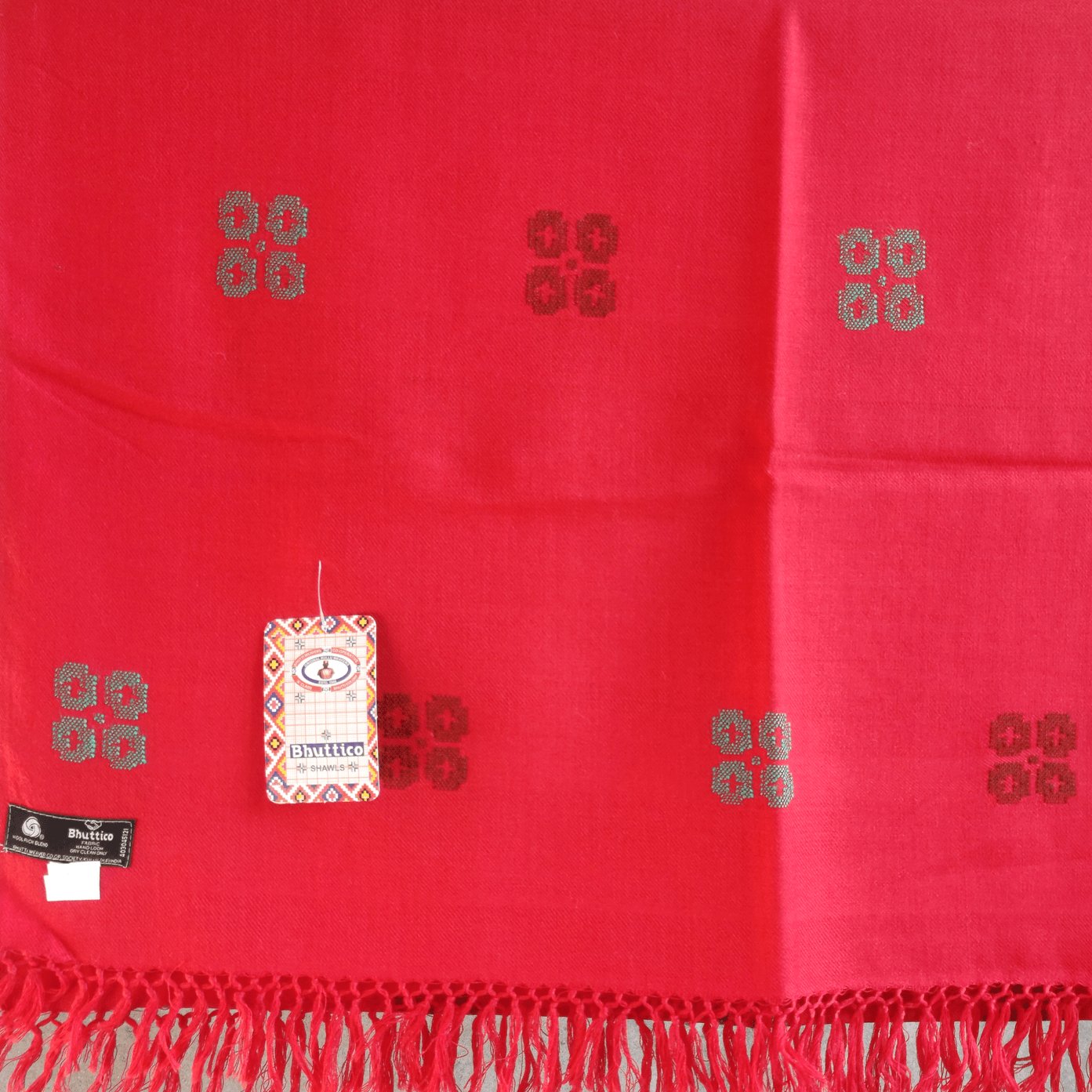 Hand Woven Polywool Kullu Stole - (ND - 3) Red - Bhuttico Shawls