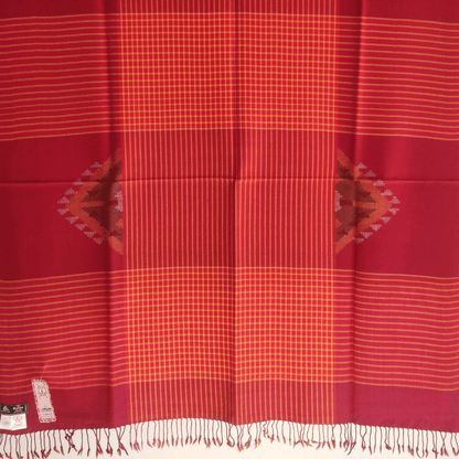 Hand Woven Pure Merino Wool Kullu Shawl - Red and Orange - Bhuttico Shawls