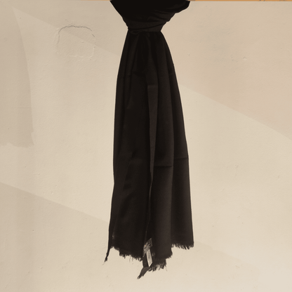 Hand Woven Pure Pashmina Kullu Stole (Black) - Bhuttico Shawls
