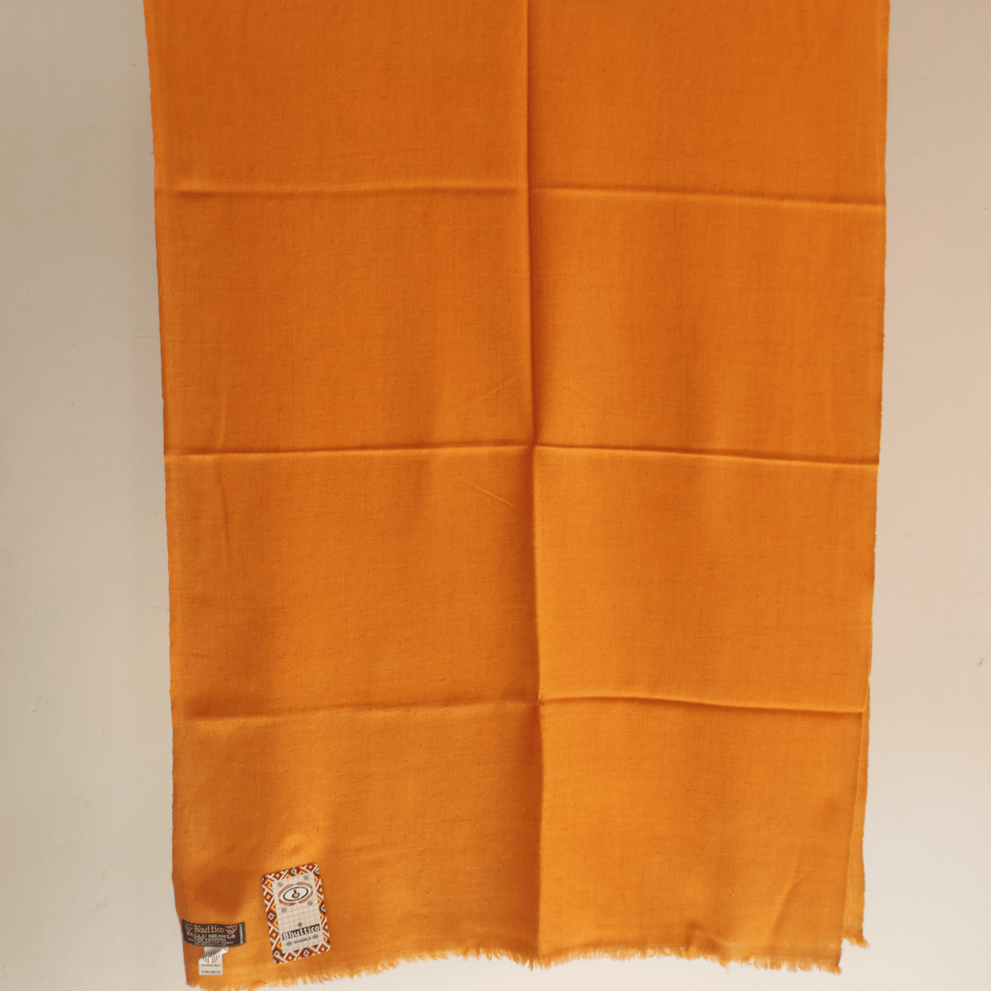 Hand Woven Pure Pashmina Kullu Stole (Mustard) - Bhuttico Shawls