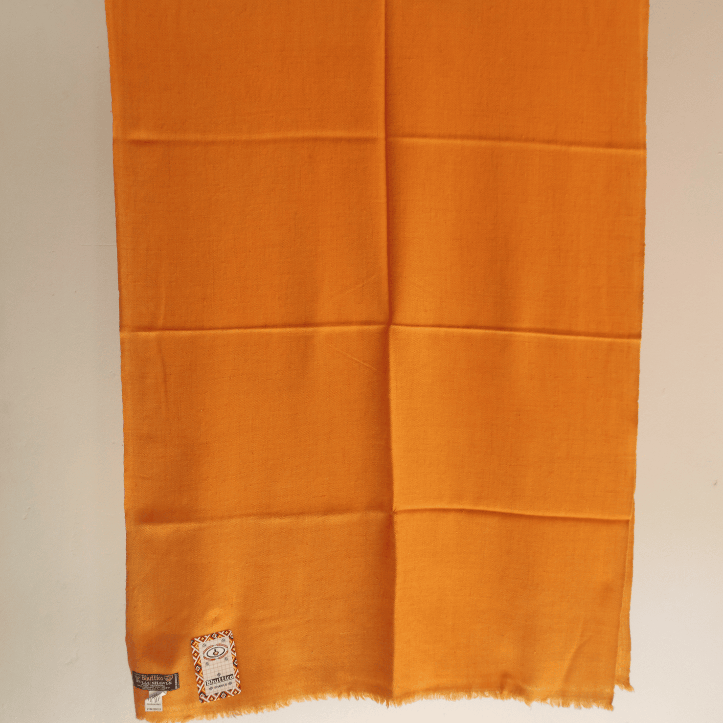 Hand Woven Pure Pashmina Kullu Stole (Mustard) - Bhuttico Shawls