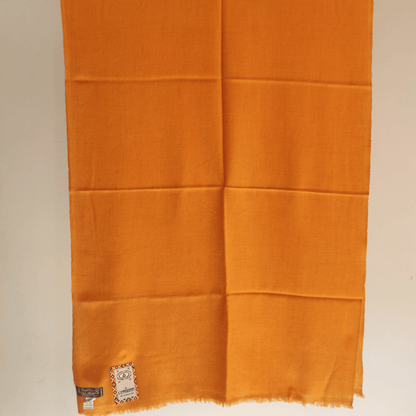 Hand Woven Pure Pashmina Kullu Stole (Mustard) - Bhuttico Shawls