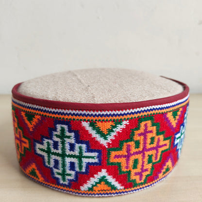 Handwoven colorful traditional Himachali cap - front view
