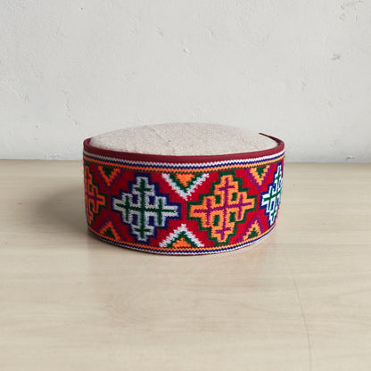 Handwoven colorful traditional Himachali cap - detail view