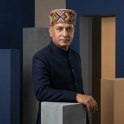 Handwoven colorful traditional Himachali cap - front view