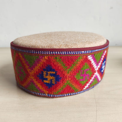 Handwoven colorful traditional Himachali cap - front view