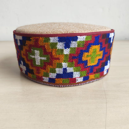 Handwoven colorful traditional Himachali cap - front view