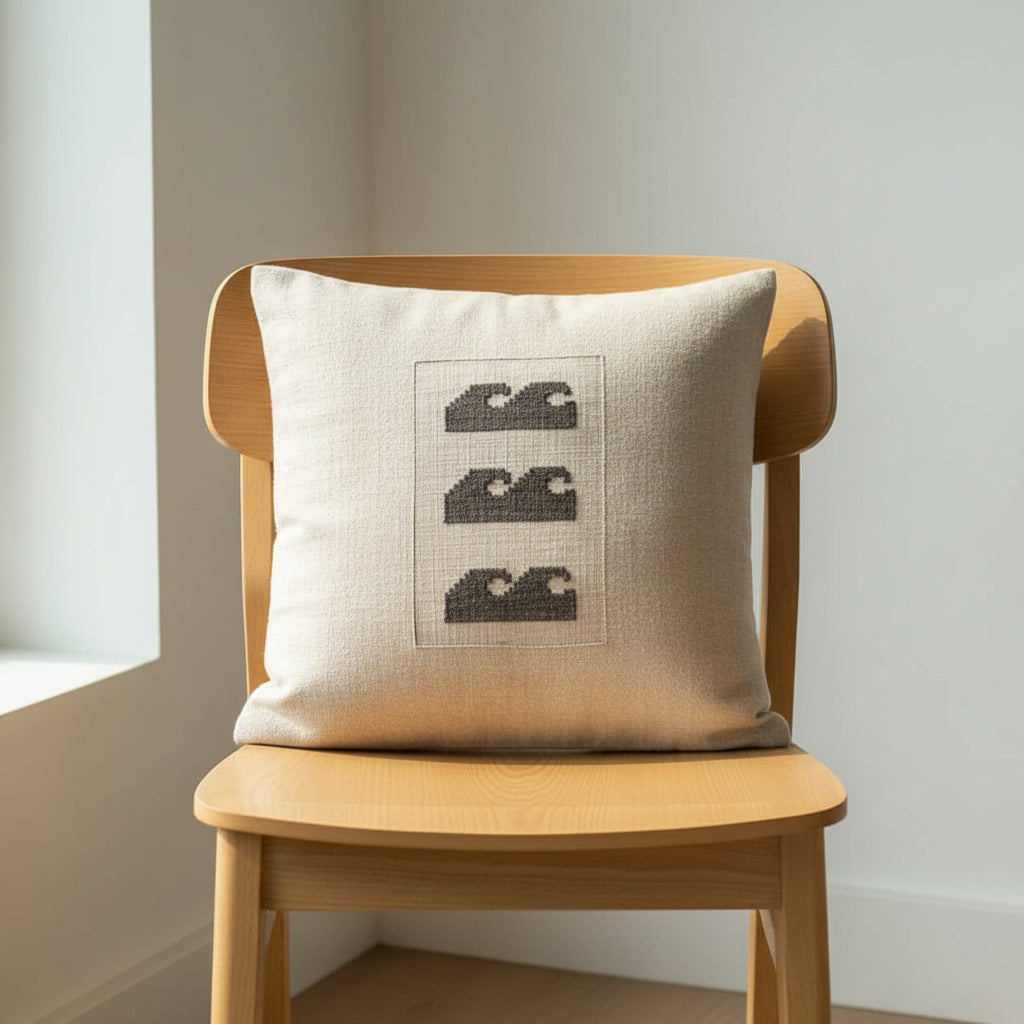 Handwoven wool cushion cover set of 6, 41x41 cm - close-up texture