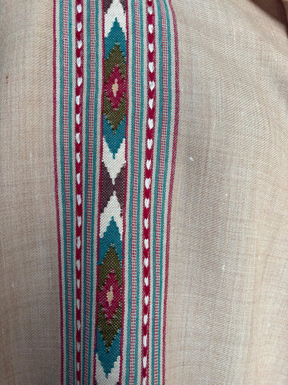 Handwoven Angora and Wool Blend Shawl (Beige)