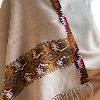 Handloom Pure Merino Wool Shawl (beige)