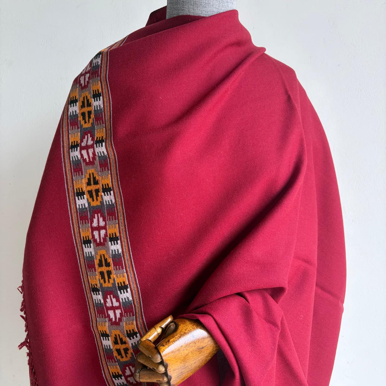 Handloom Pure Merino Wool Shawl (Maroon)