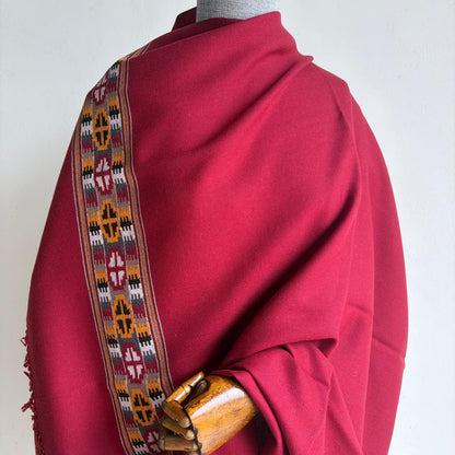 Handloom Pure Merino Wool Shawl (Maroon)