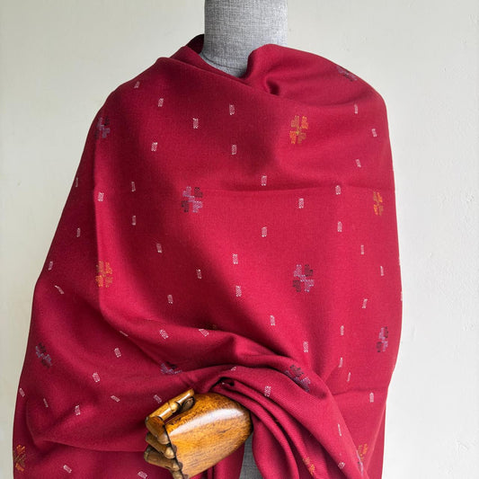 Handloom Pure Merino Wool Shawl (Maroon)