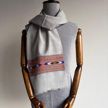 Handwoven Unisex Polywool Muffler (Light Grey)