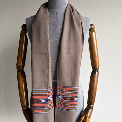 Handwoven Unisex Polywool Muffler (Taupe grey)