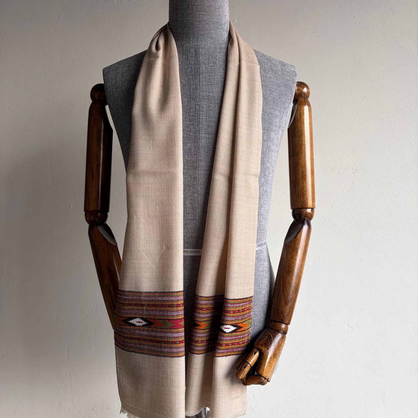 Unisex Pure Merino Wool Muffler (Beige)