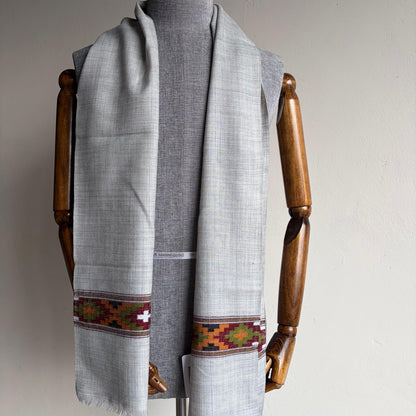 Handwoven Unisex Polywool Muffler (Light Grey)
