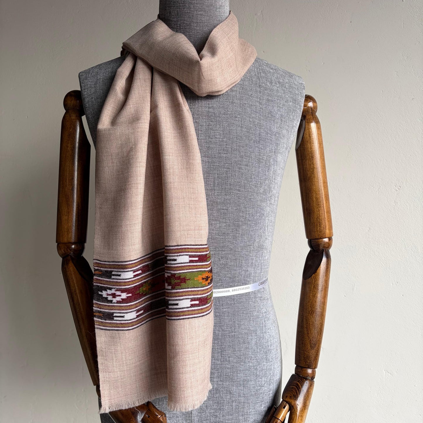 Handwoven Unisex Polywool Muffler (Beige)